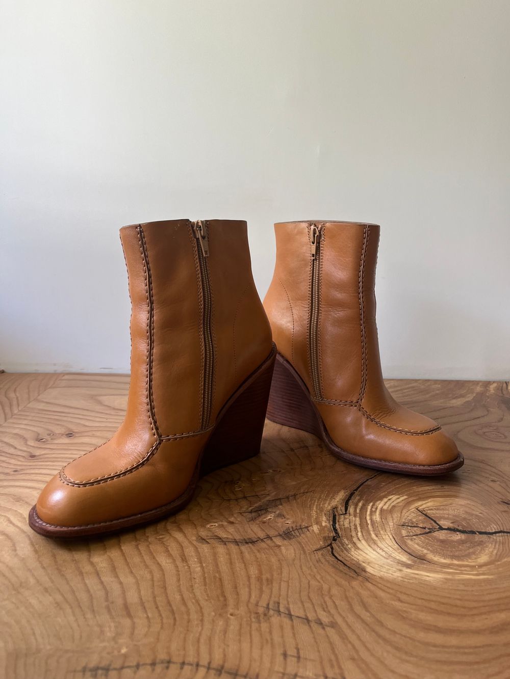 Leather Wedge Ankle Boots