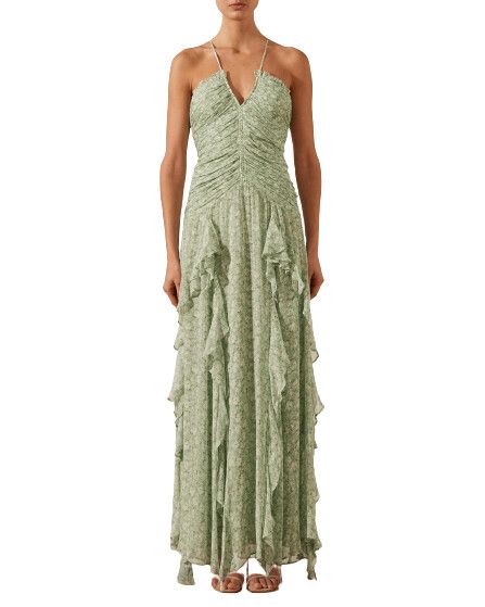green emerald velvet dress Shona Joy La Lune Plunged Cut Out Maxi Dress main image 0