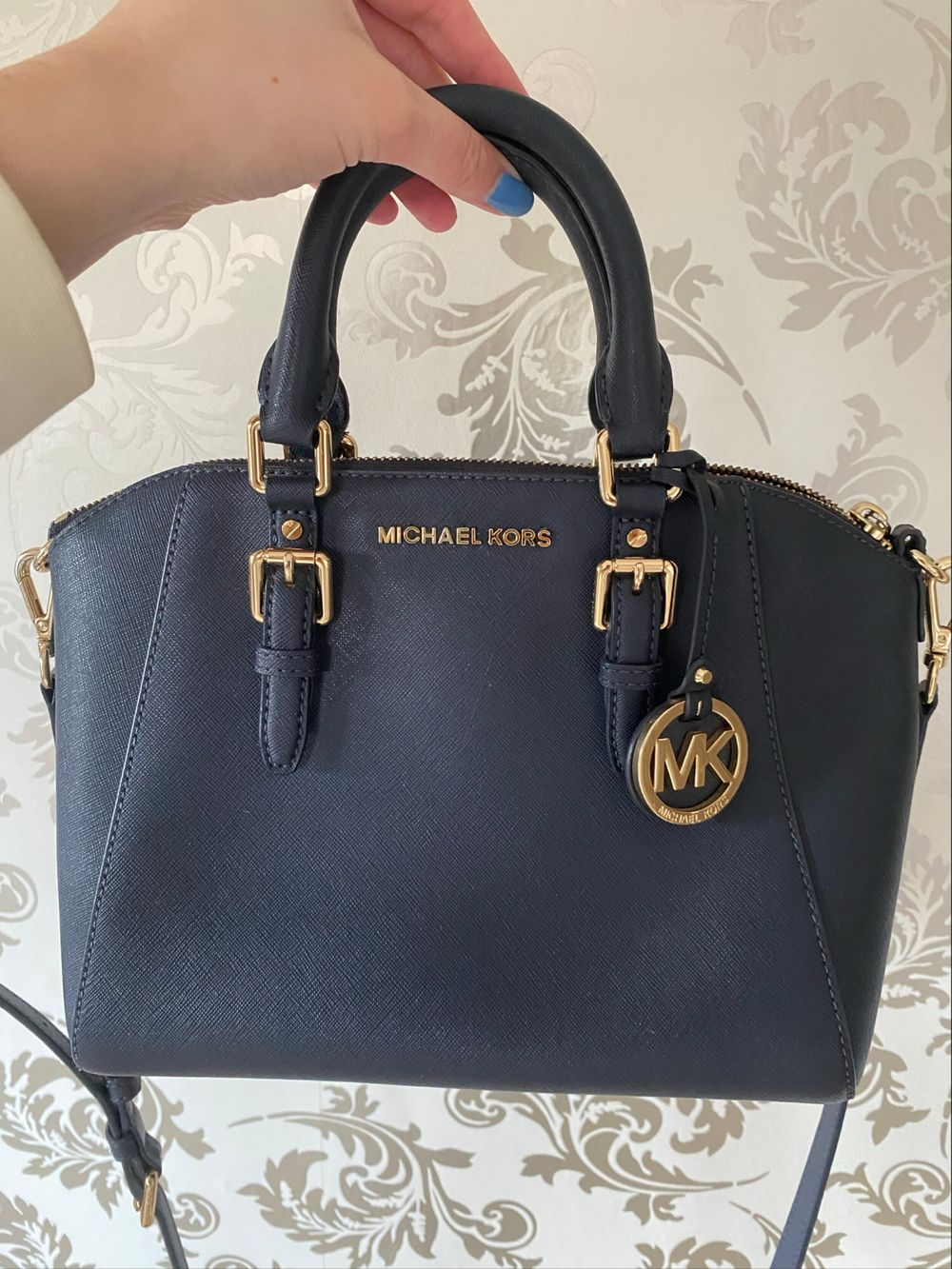 Michael Kors Navy Saffiano Leather Handbag