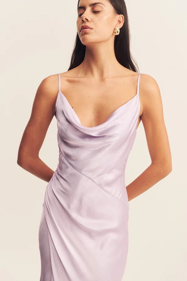 La Lune Cowl Neck Midi Dress - Lilac