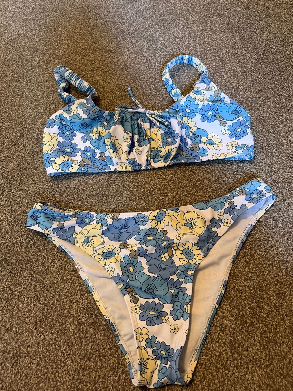 Shein Blue and Yellow Floral Bikini Set