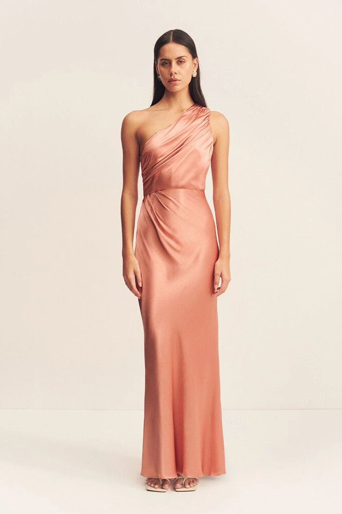 Shona Joy - Shona Joy - La Lune Gathered One Shoulder Bridesmaid Dress  Antique Rose on Designer Wardrobe