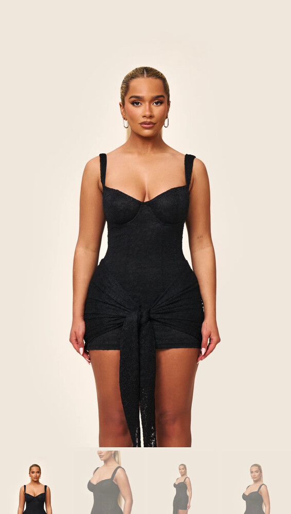 Mars The Label - Mars the Label black lace tie front mini dress on Designer  Wardrobe