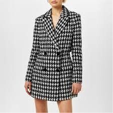 Houndstooth Boucle Blazer Dress