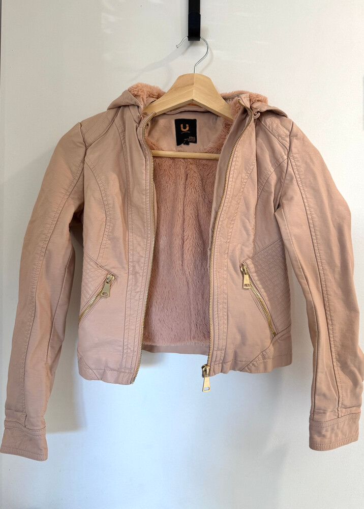 Pink Faux Leather Jacket