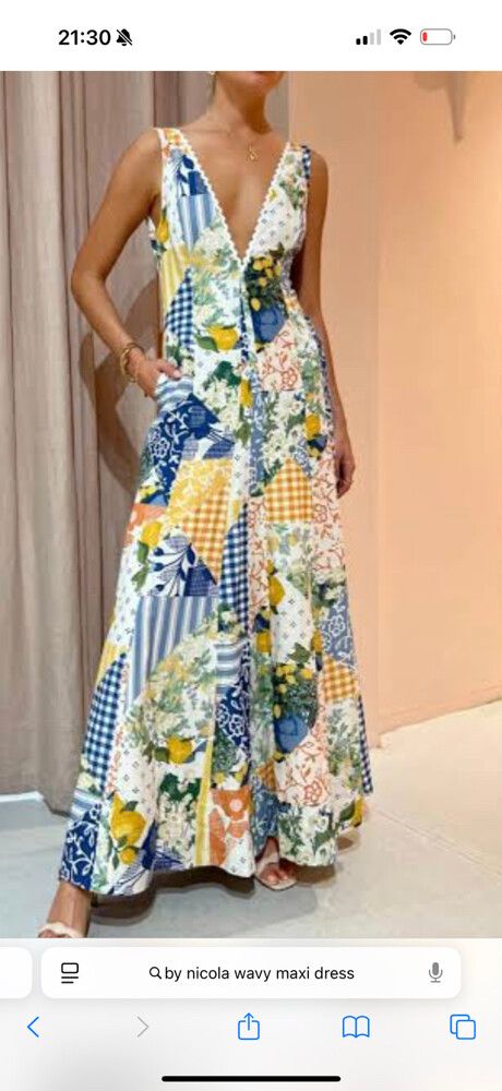 By Nicola Wavy Maxi dress in Lemon patch