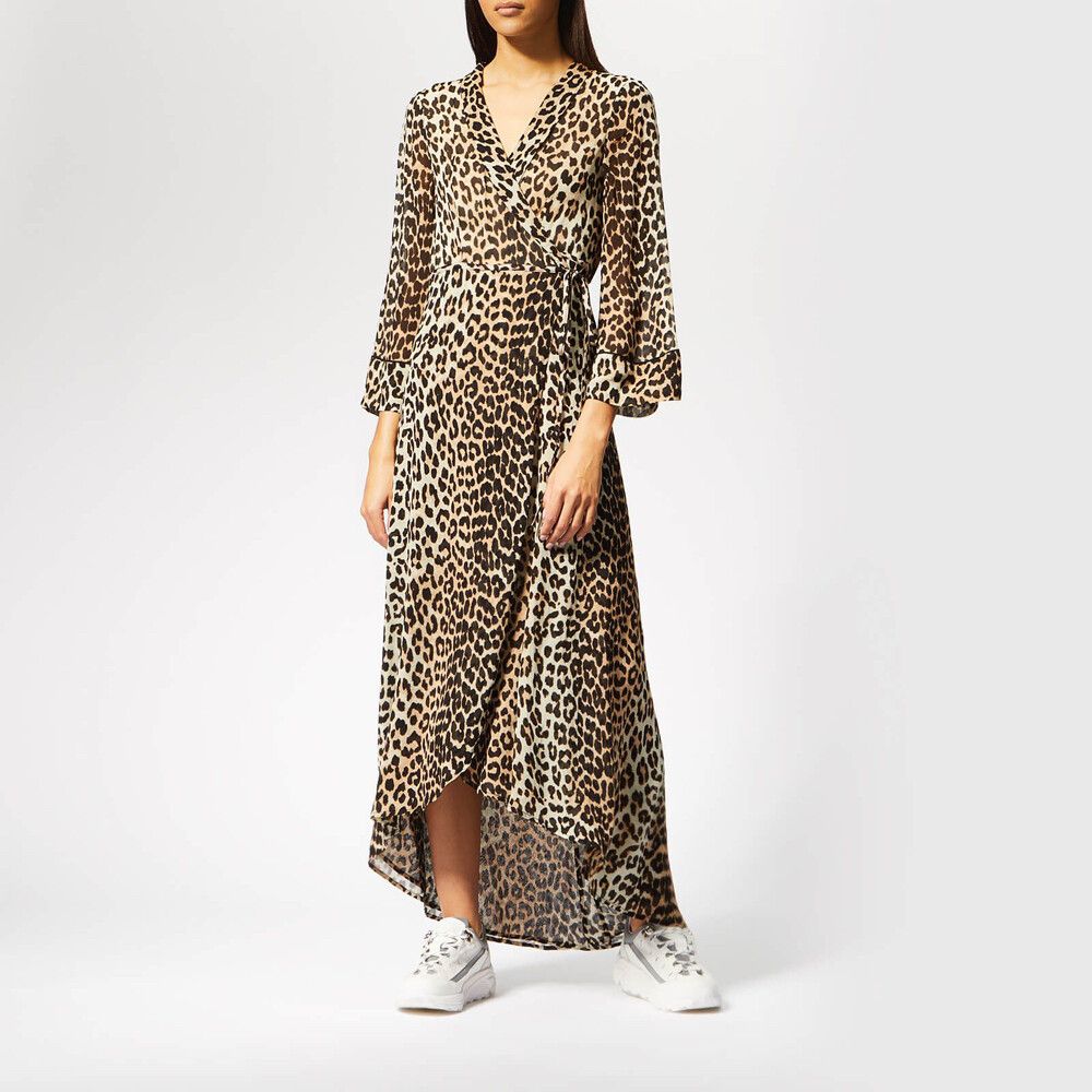 The Ellie leopard-print crepe midi wrap dress
