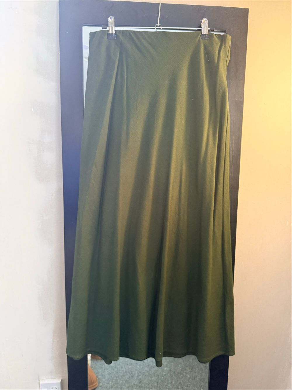 Whistle Green Linen Midi Skirt