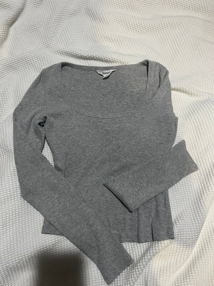 Glassons Grey Ribbed Long Sleeve Top