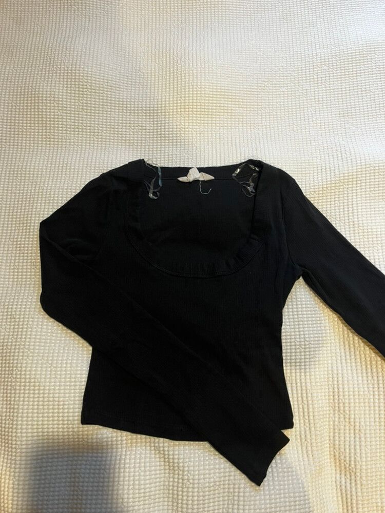 Glassons Black Ribbed Long Sleeve Top