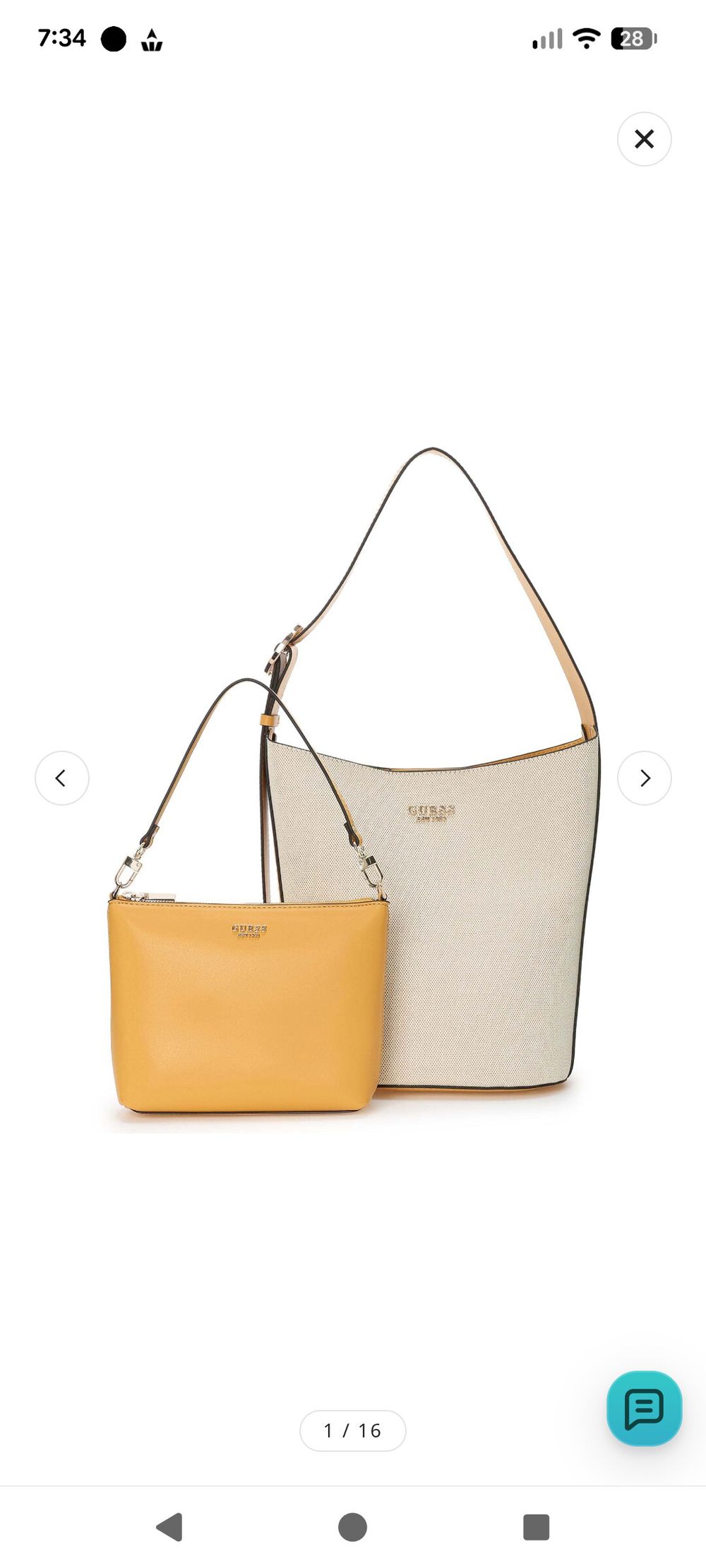 Guess Beige And Yellow Convertible Shoulder Bag