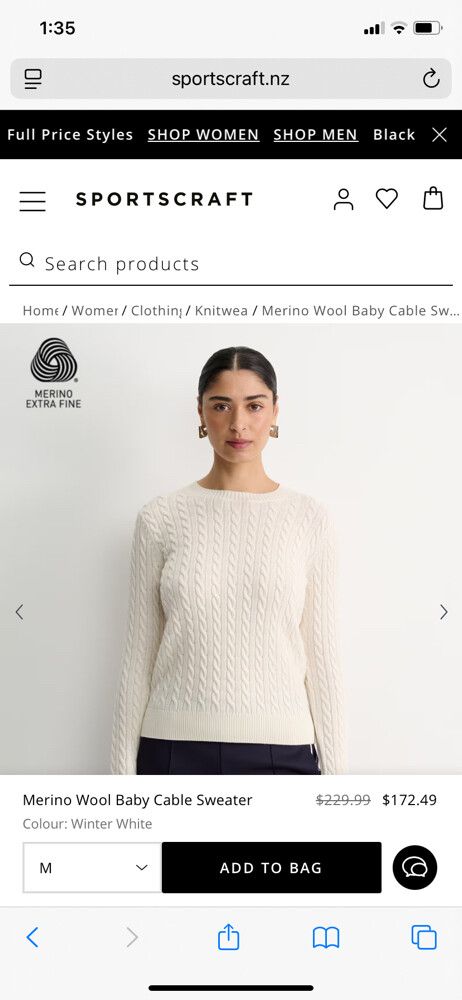 Sportscraft ivory cable knit Merino Knit Jumper