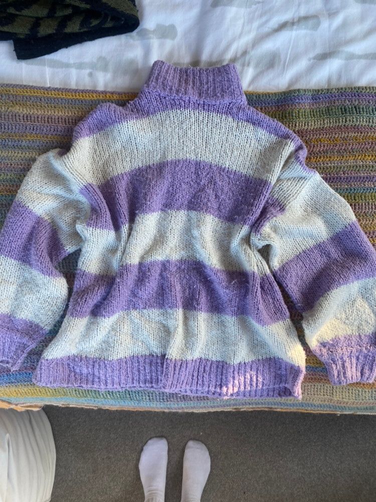 Dazie Purple & White Striped Knit