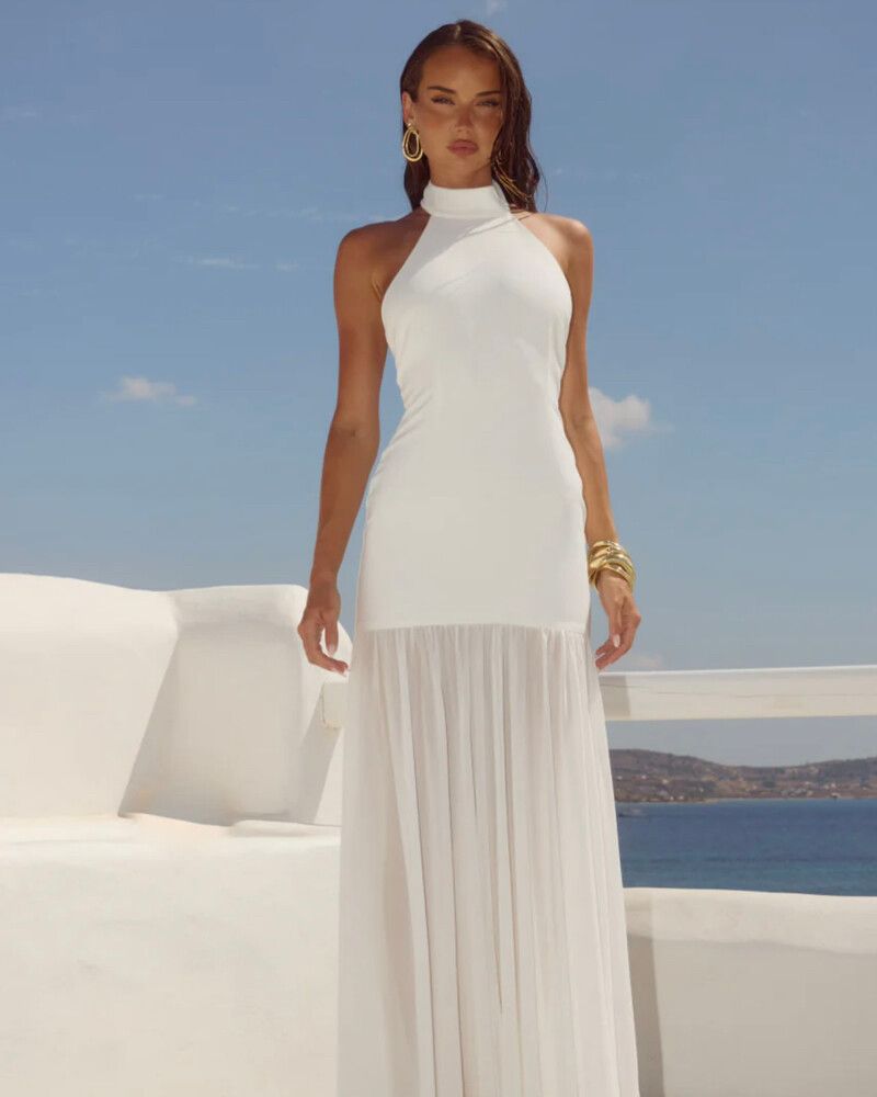 womens ivory maxi dress Anise Premium Jersey Cowl Neck Backless Maxi Dress in Ivory