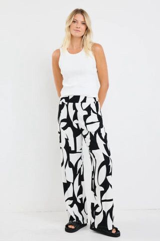 Abstract Black and White Pants