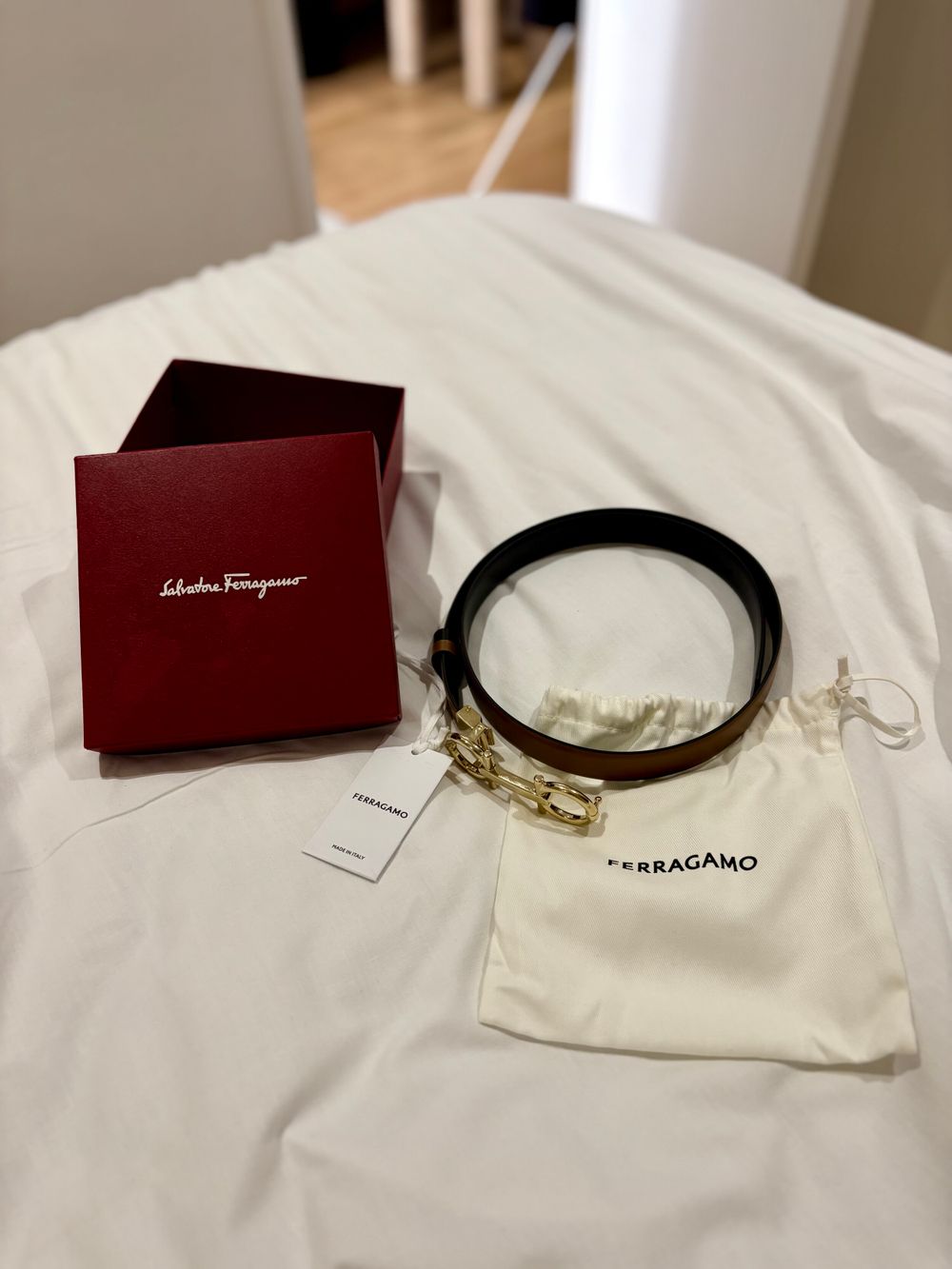 Ferragamo Black and Brown Reversible Gancini Belt