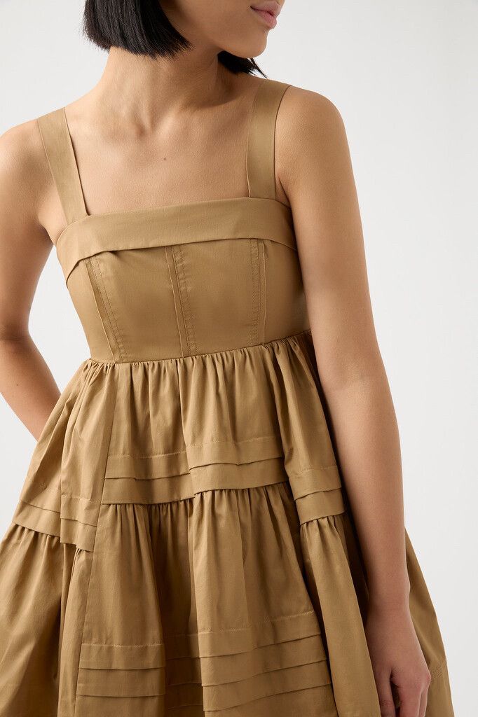 beige spring dresses Alena Eyelet Lace Dress in Beige main image 0