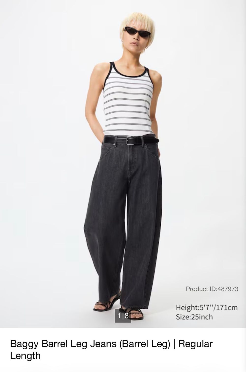 Uniqlo Dark Grey Baggy Barrel Leg Jeans