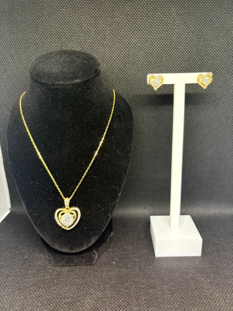 Gold Heart Necklace and Earring Set