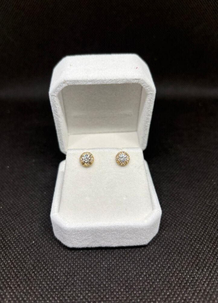 Gold Round Stud Earrings-4.0mm