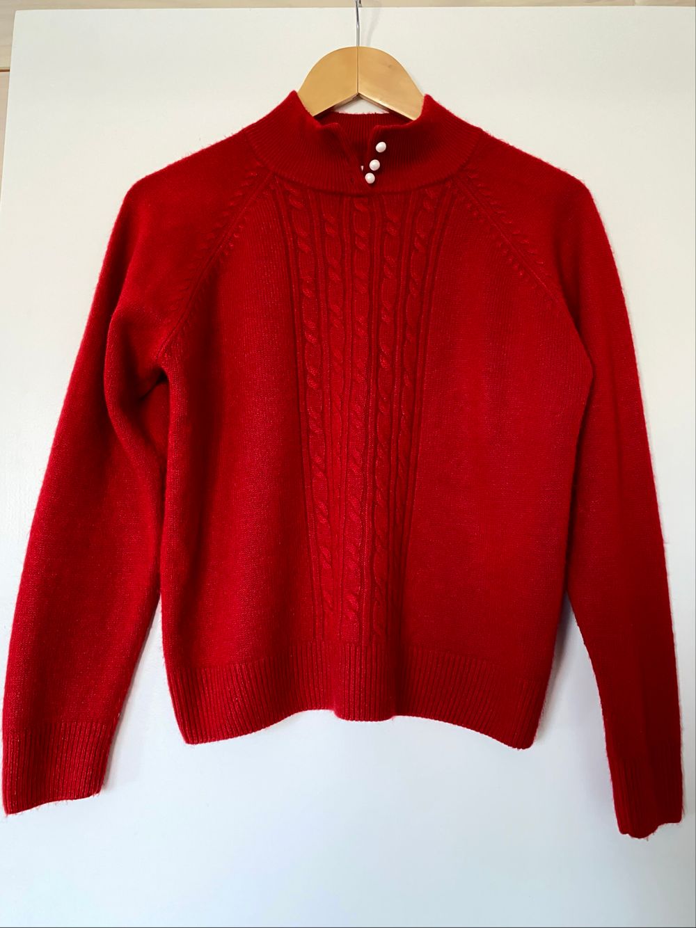 Vintage Wool blend Red Cable Knit Jumper