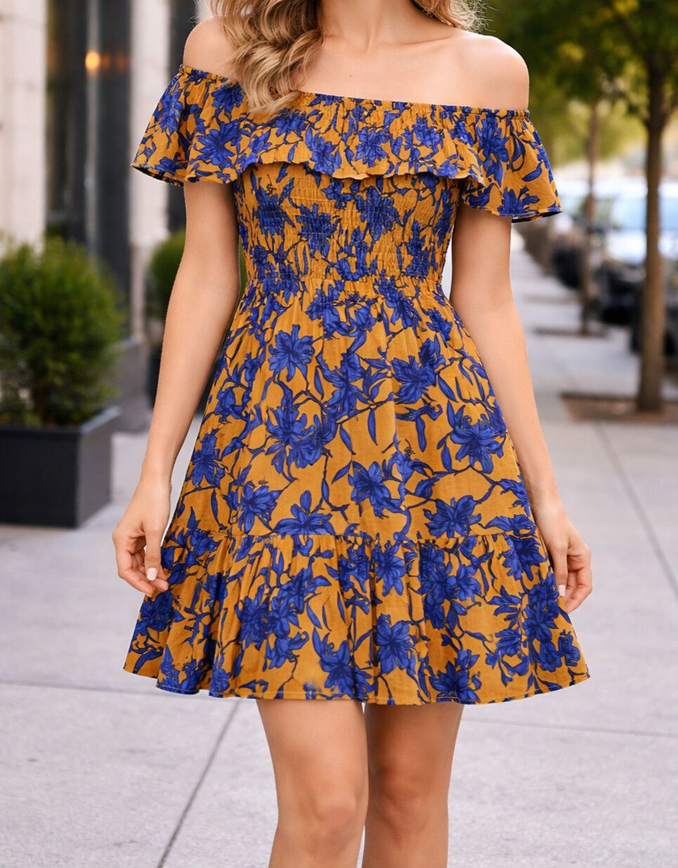 Petal & Pup - Blue Floral Print Dress (w elasticated waist) on Designer Wardrobe Petal & Pup - Blue Floral Print Dress (w elasticated waist) on Designer Wardrobe