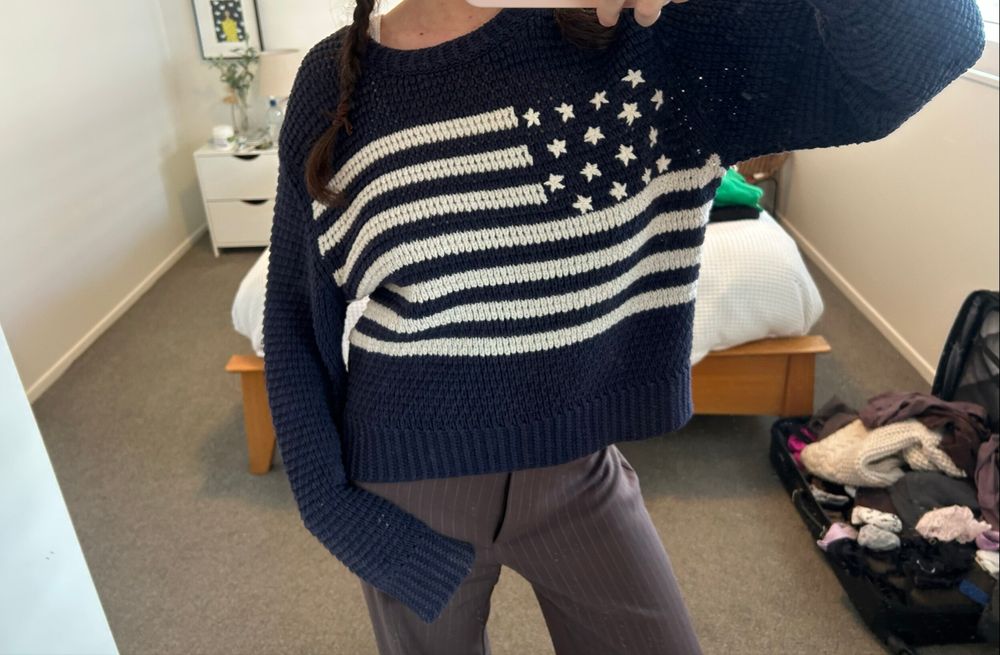 RE/DONE Navy American Flag Knit Jumper