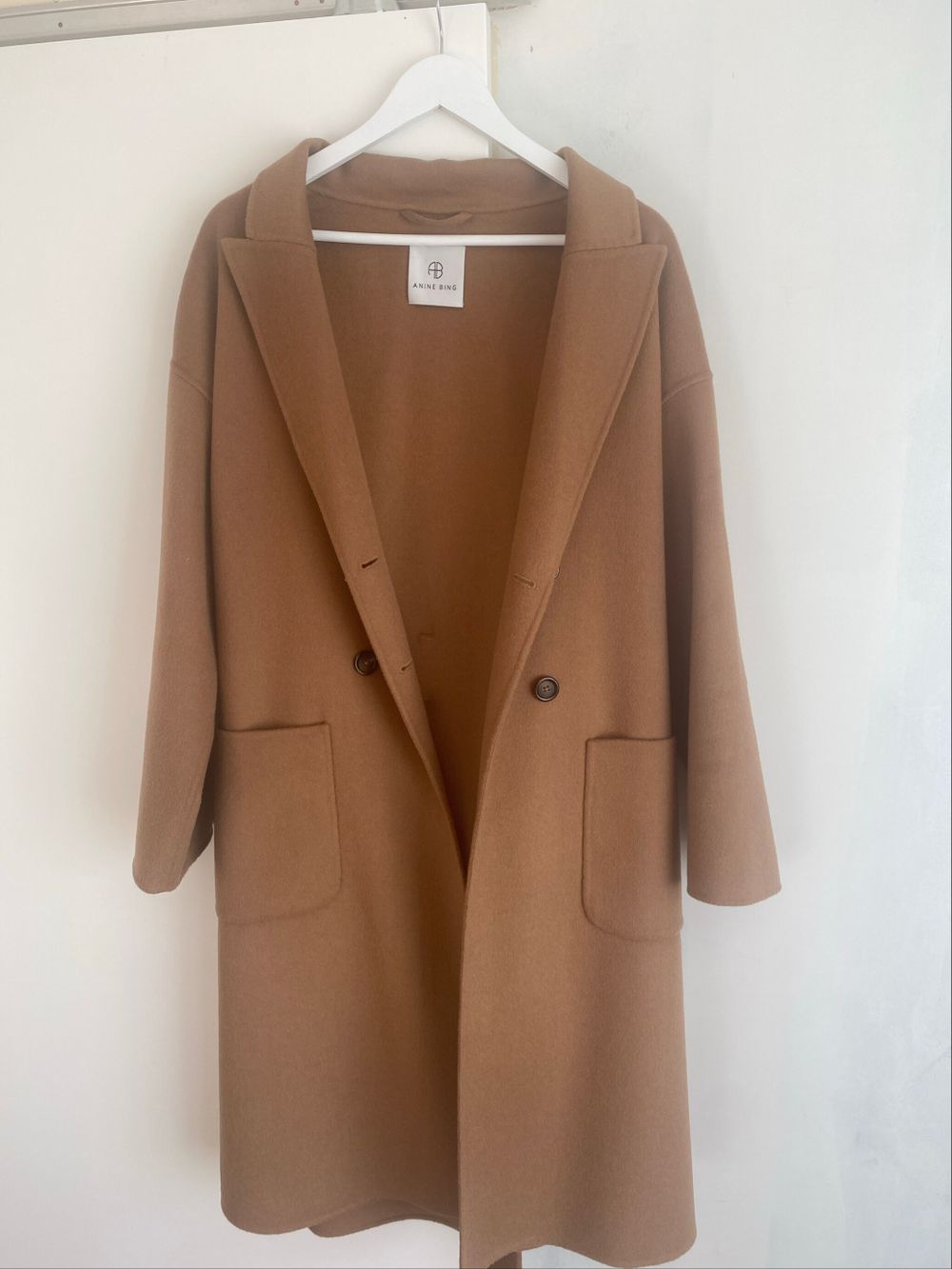Anine Bing Dylan Camel Wool Blend Coat Size M