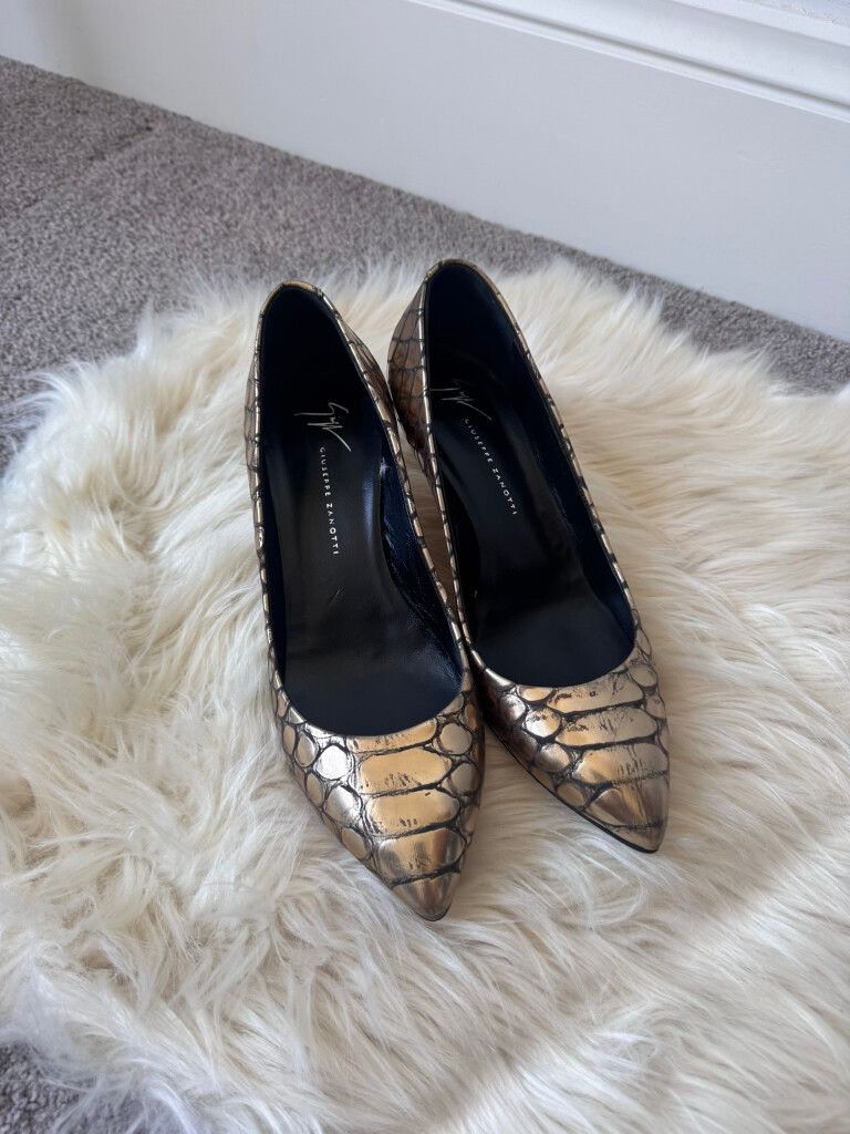 Giuseppe Zanotti Gold Patterned Heels Size 39
