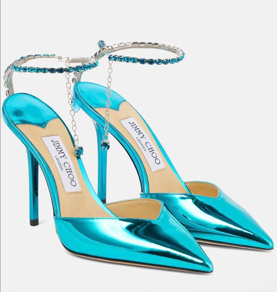 Jimmy Choo Saeda Turquoise Heels size 39