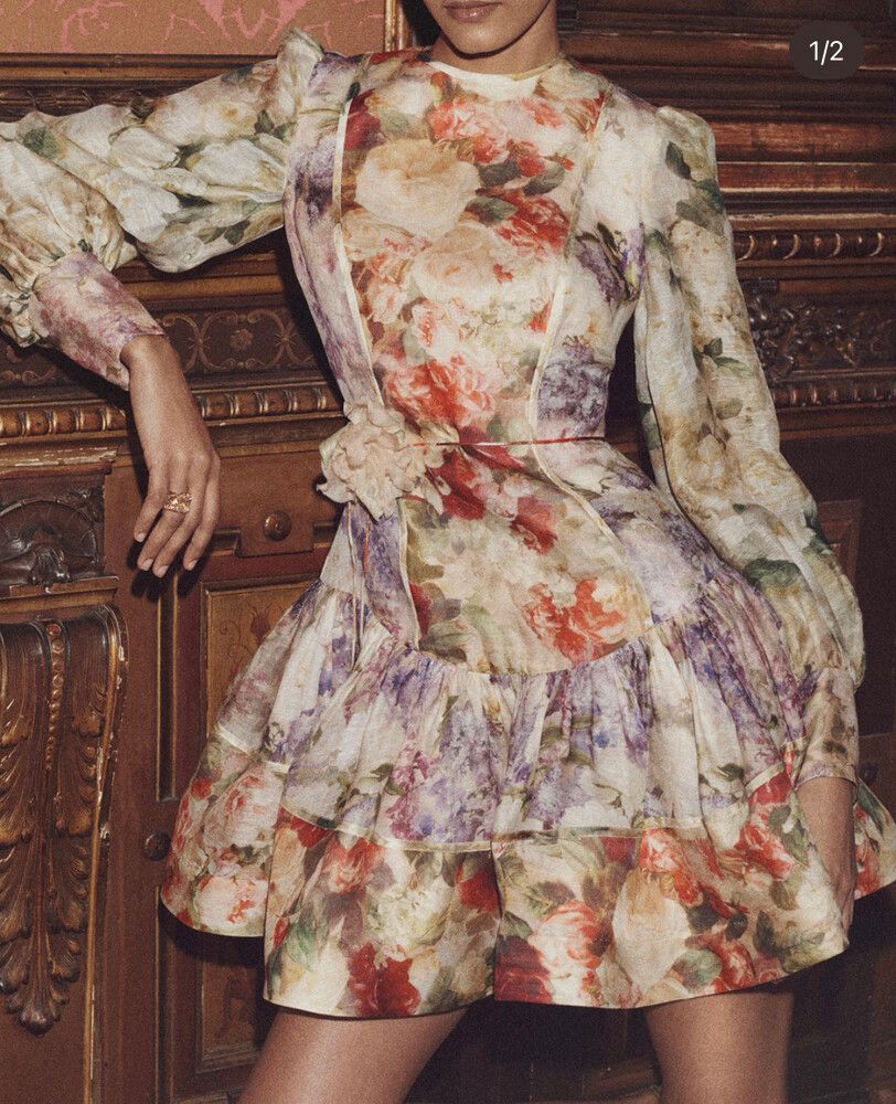 💖ZIMMERMANN SENSORY FLIP DRESS MINI DRESS FLORAL SIZE 3 / AU 12-14💖