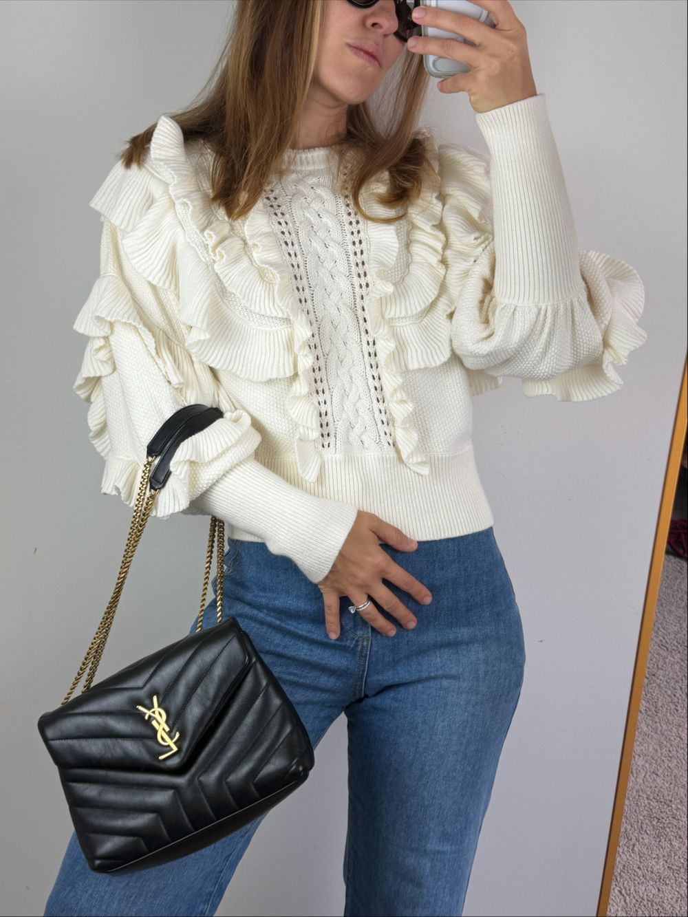 Zimmermann Cream Ruffled Crop Sweater Size 3 BNWT