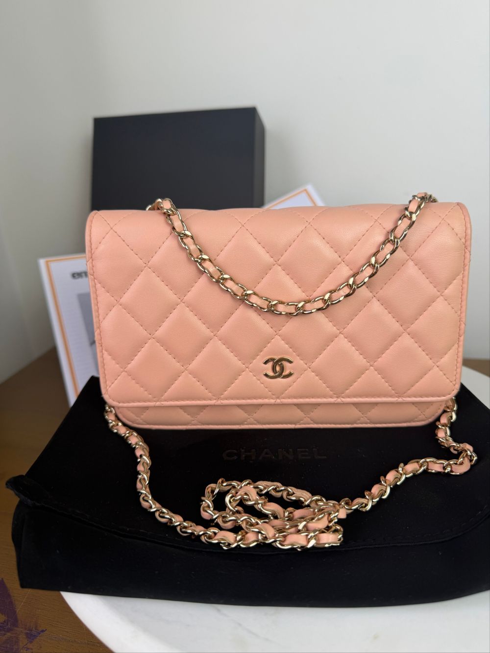 Chanel Pink Quilted Wallet On Chain