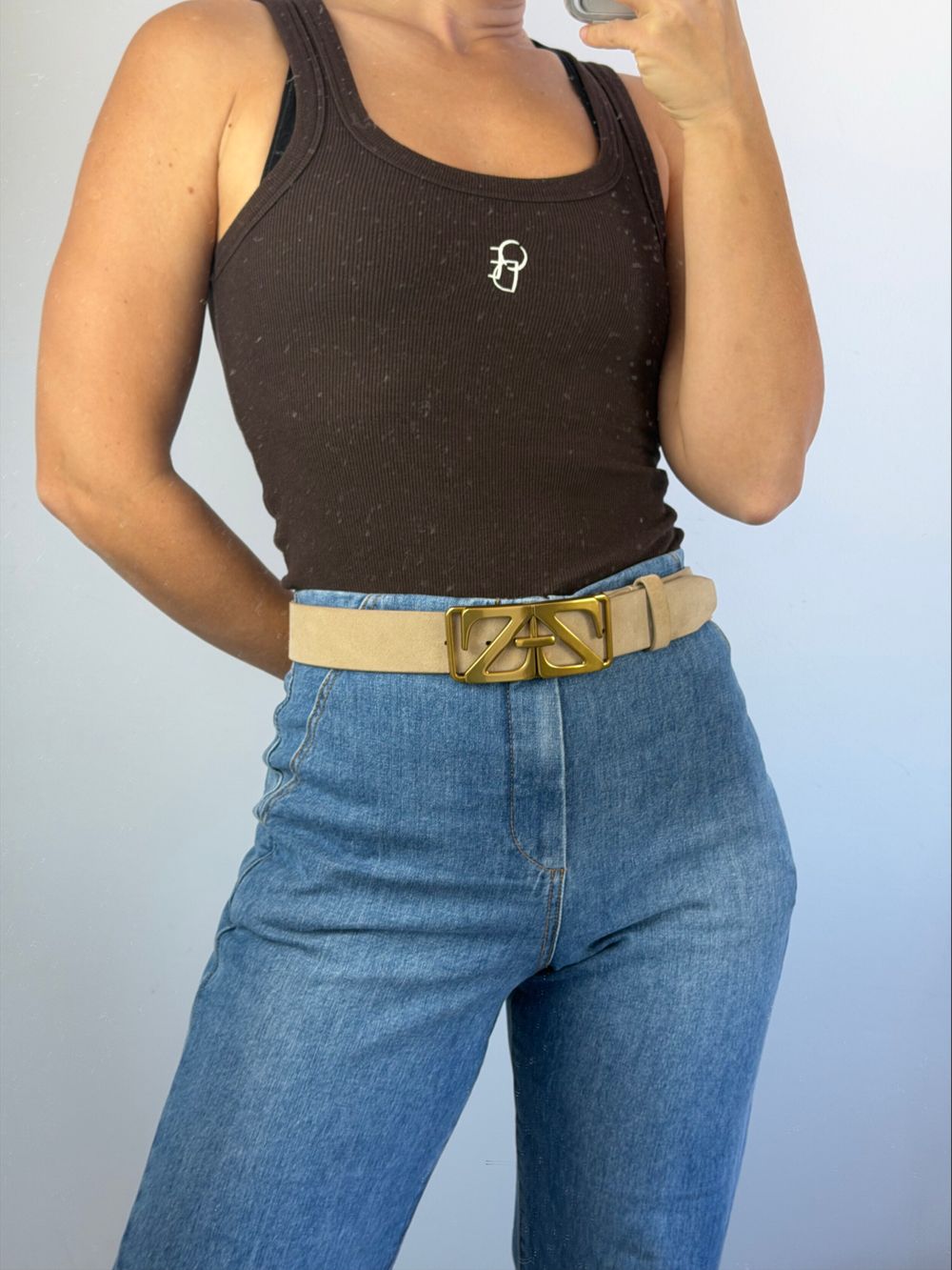 Zimmermann Taupe Suede Leather Belt M/L