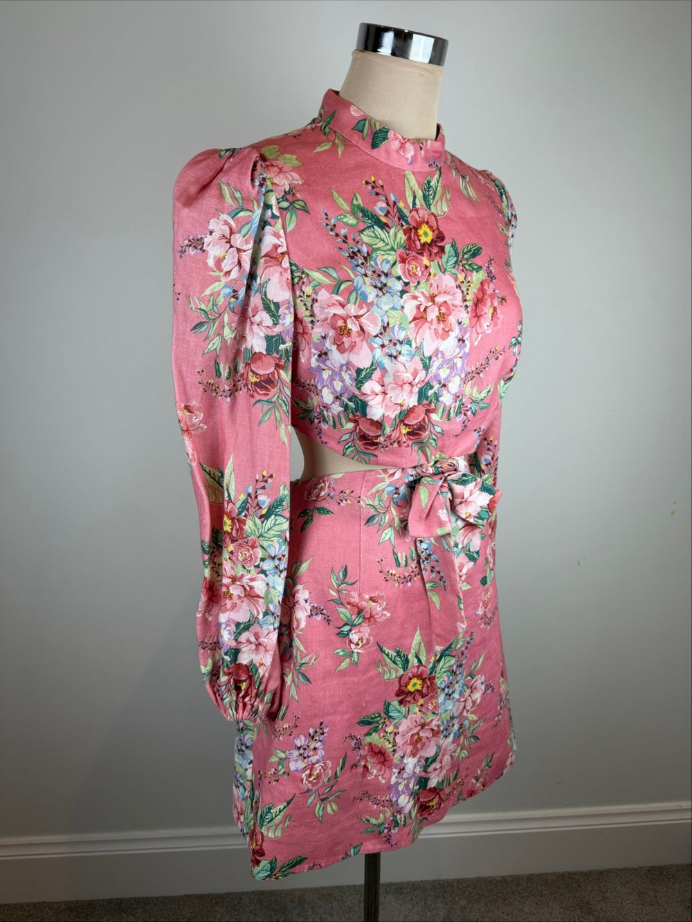 Zimmermann Pink Floral Linen dress size 2