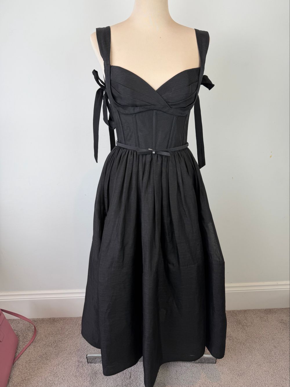Zimmermann crush Black corset Midi Dress size 0