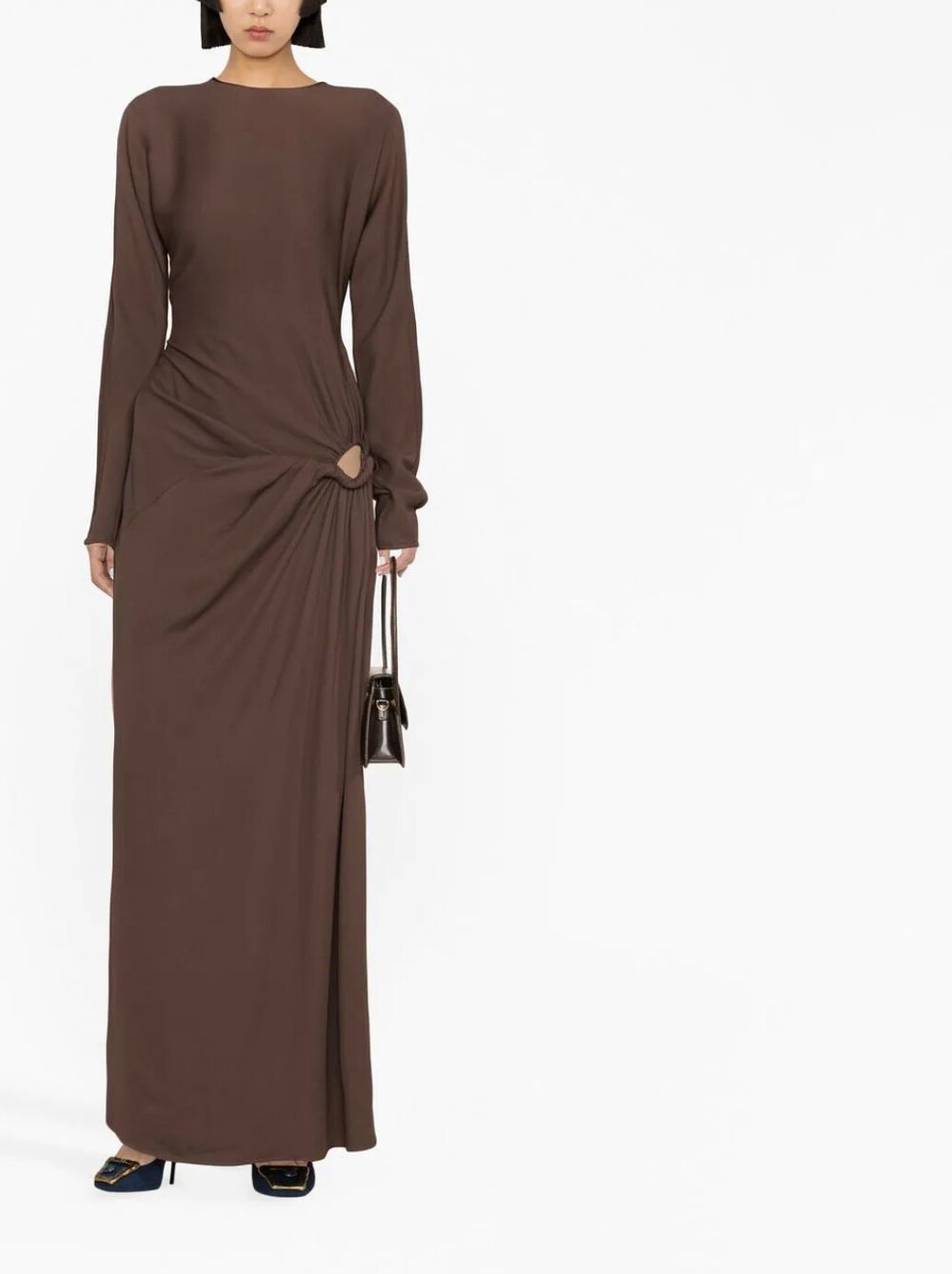 knee length dresses for ladies Long-Sleeve Short Black Low V-Neck Party Dress Black / XLarge main image 0