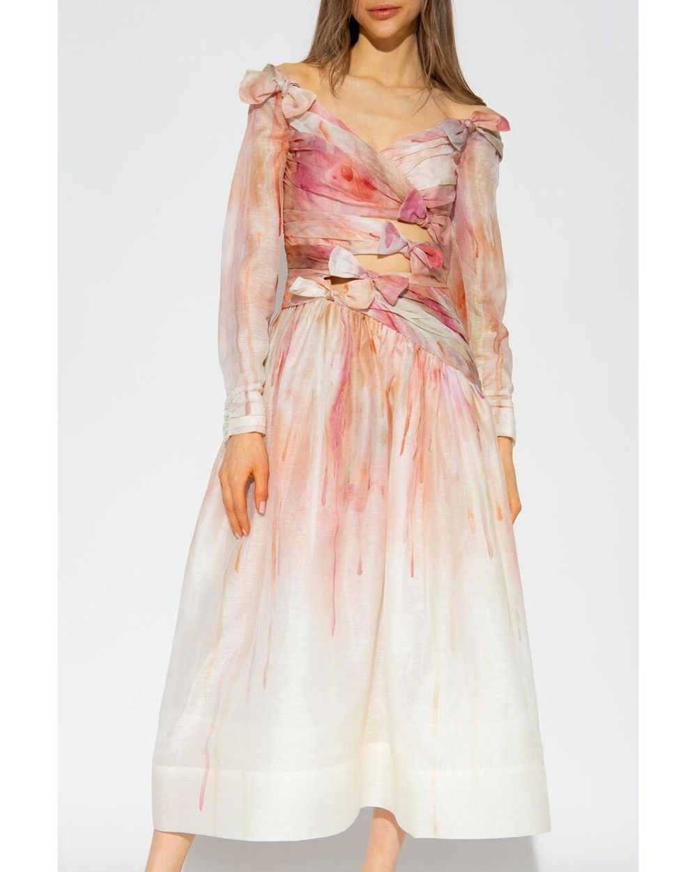 Zimmermann - BNWT Zimmermann Abstract Blush Dancer Asymmetric Midi Dress -  Size 0P/6 AU on Designer Wardrobe