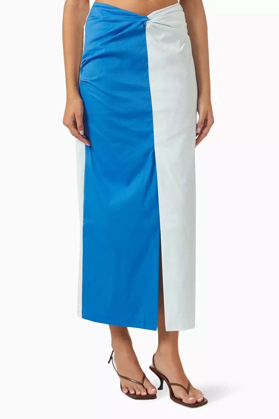 BNWT Sir The Label Ice Blue/Cobalt Azul Twist Midi Skirt - Size 1/8 AU