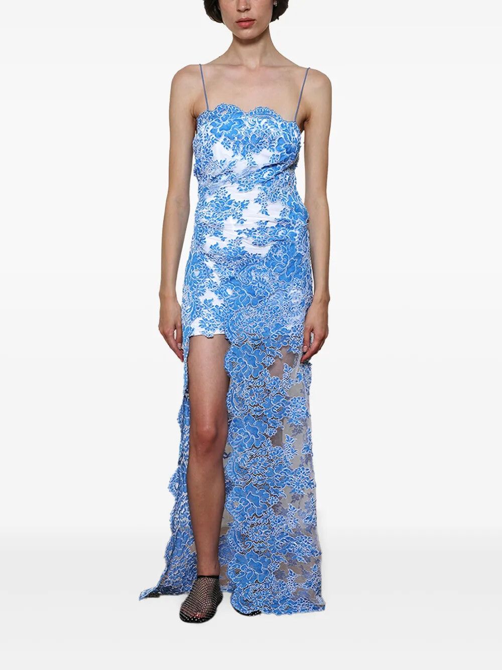 Christopher Esber - BNWT Christopher Esber Boston Blue Floating Lace Cami  Dress - Size 8 AU on Designer Wardrobe