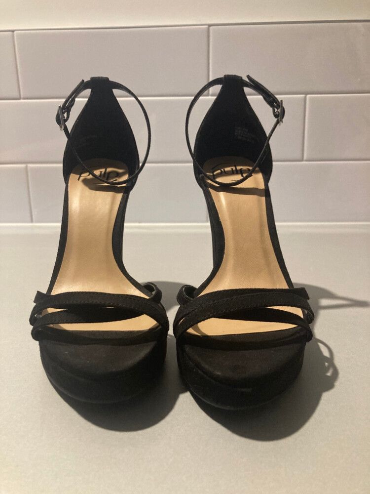 Pulp Black Buckle Strap High Heels