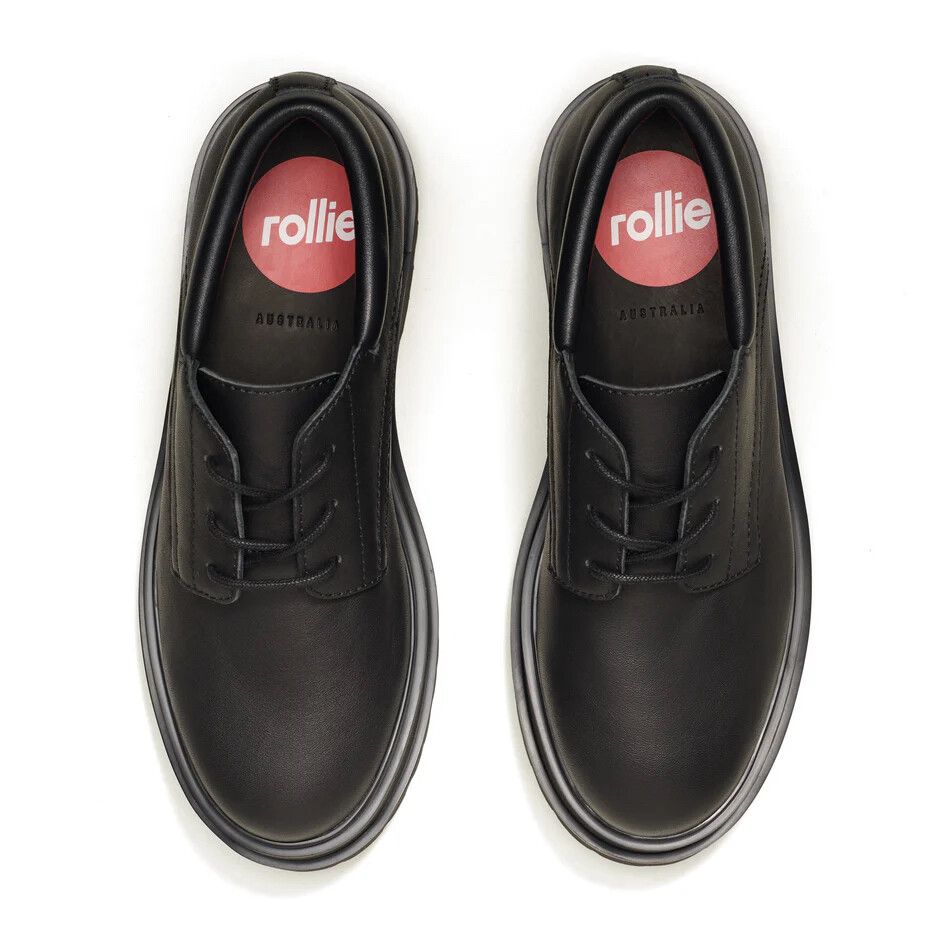 Rollie Derby Step All Black- loafer, lace up leather shoe