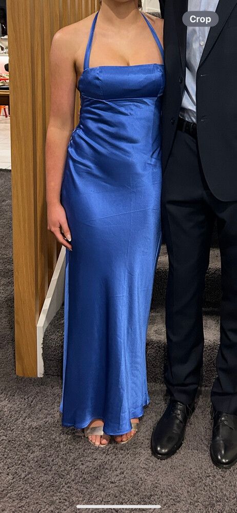 prussian blue dress Rent Liquorish Satin Maxi Wrap Dress With Full Skirt In Cobalt Blue main image 1
