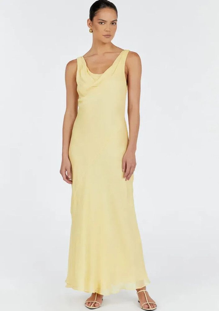 Dissh Johnny Yellow Cowl Neck Maxi Dress
