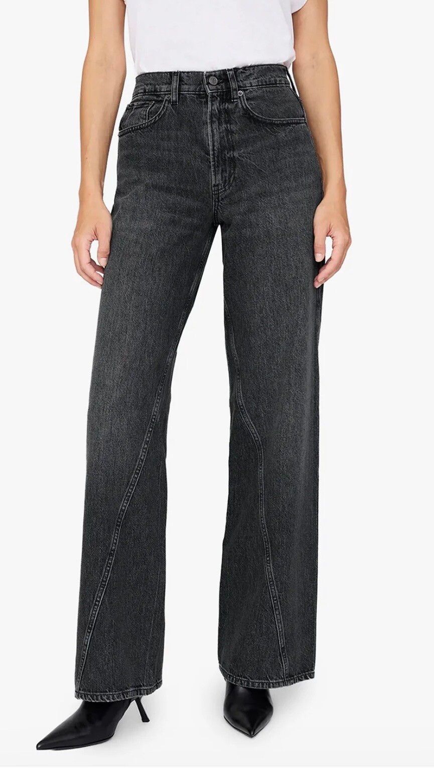 Anine Bing Brie Black Wide Leg Jeans - Arctic Night - Size 31