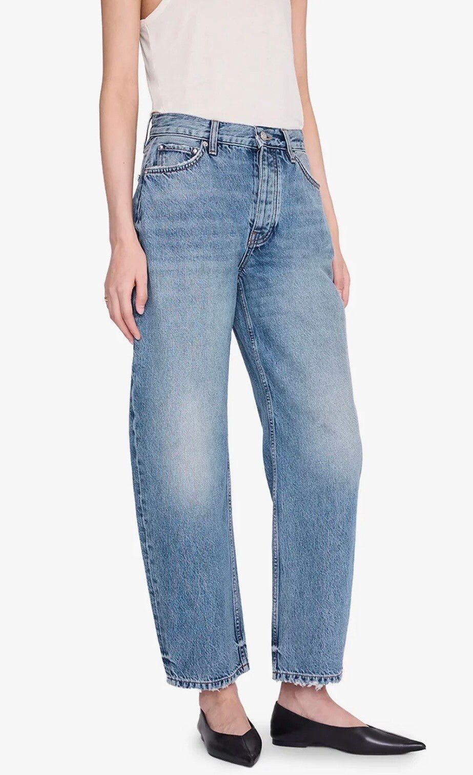 Anine Bing Blue Fritz Jean High Rise Barrel Fit Jeans - Size 25- Baltic Blue