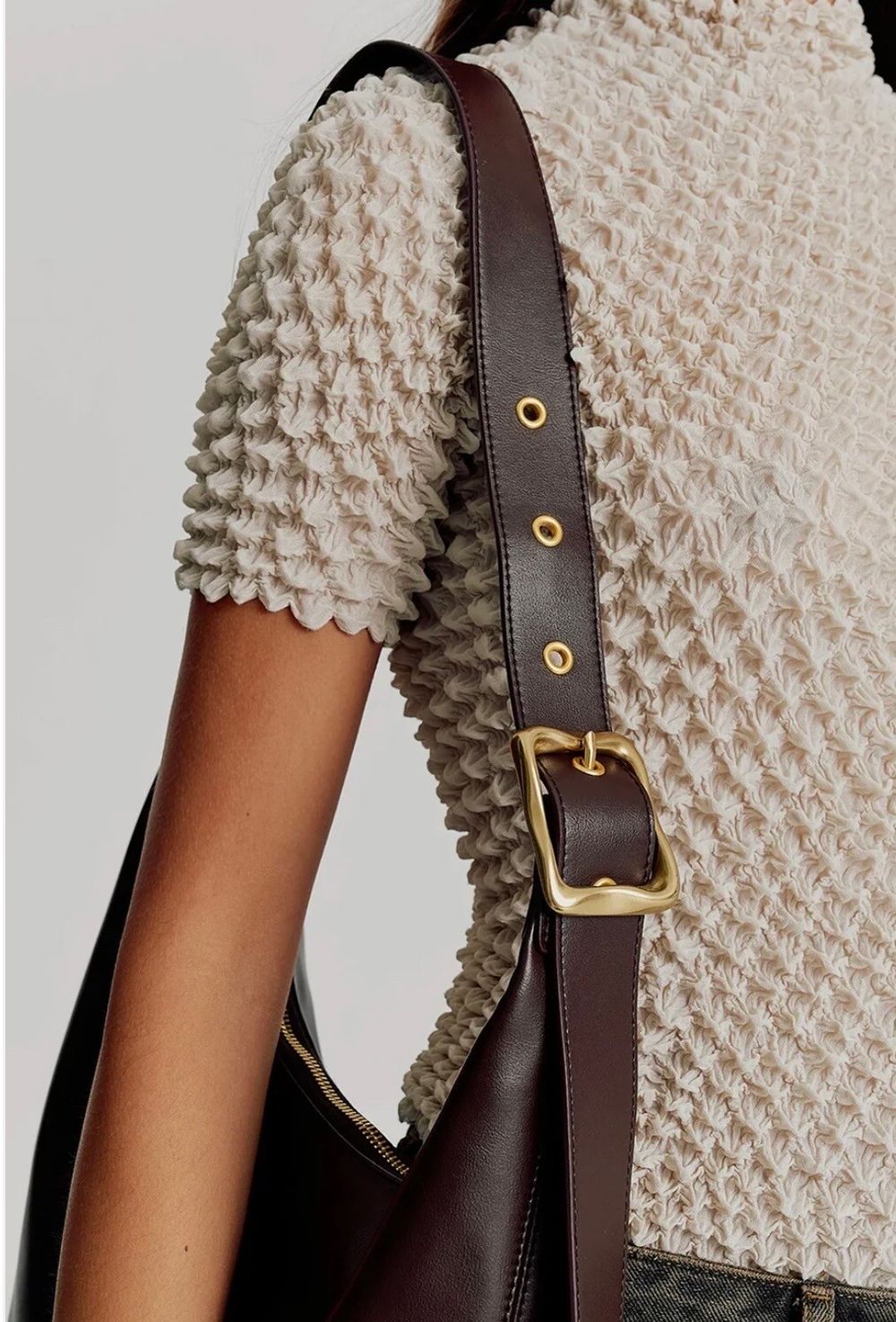 Brie Leon Large Croissant Shoulder Bag - Chocolate