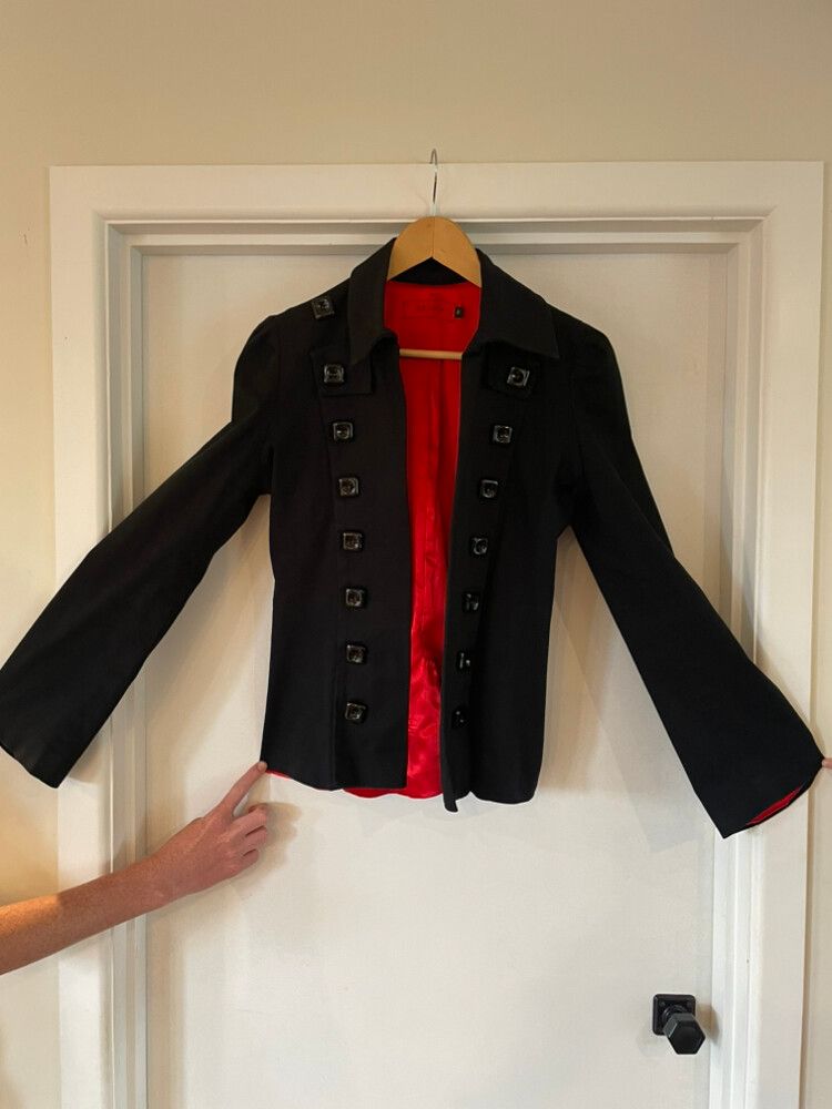 Dizingof Black Military Style Button-Up Jacket