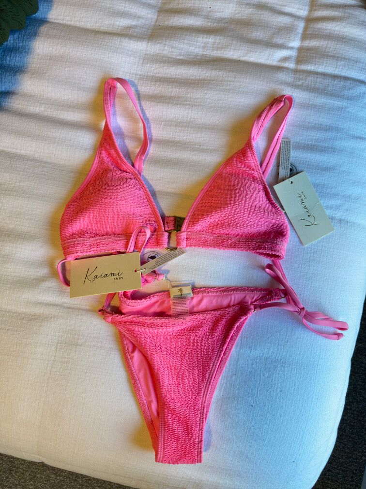 Kaiami Pink Textured Bikini Set