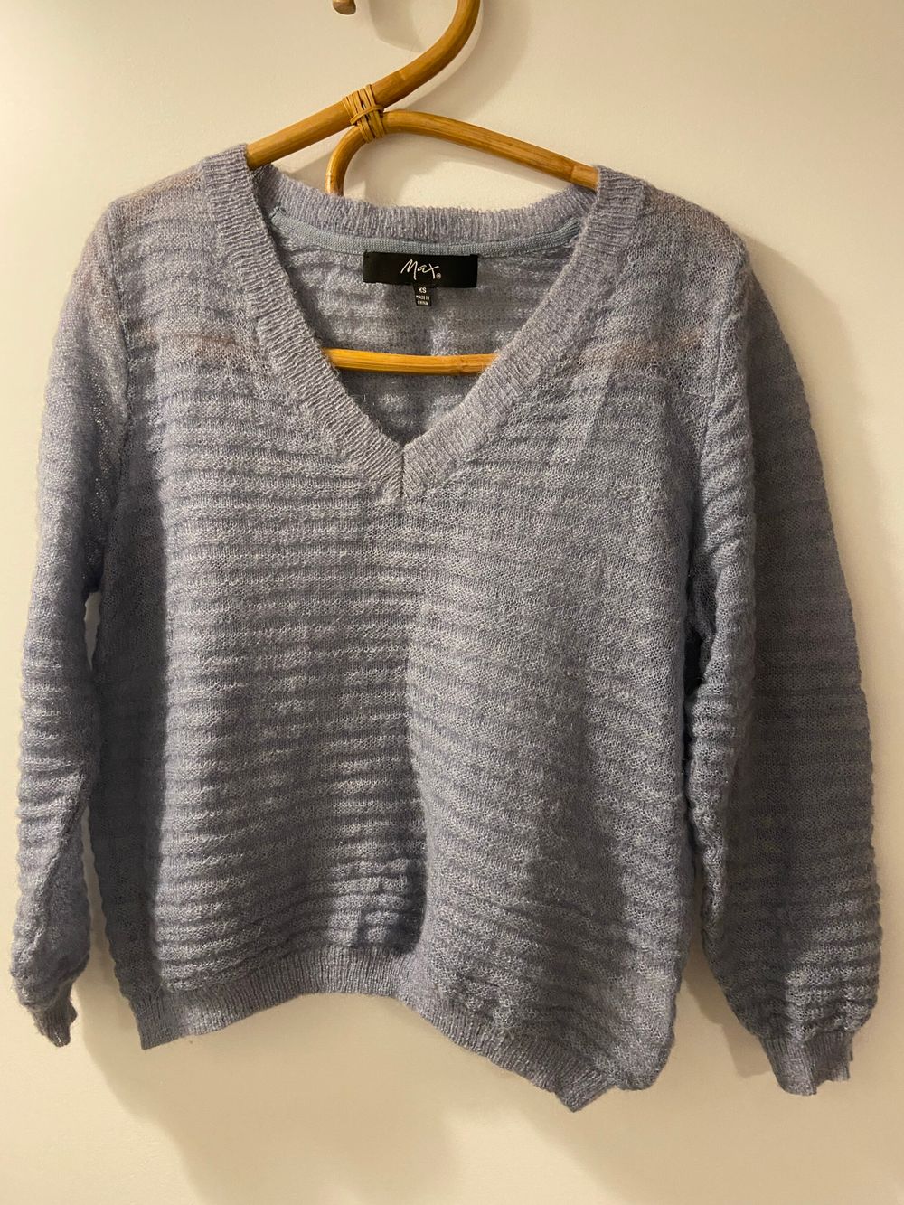 Max Blue V-Neck Mohair Jumper